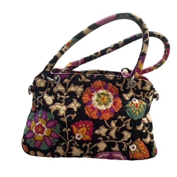Vera Bradley Quilted Frame Top Handle Bag in Suzani Dark Floral - Picture 1 of 12
